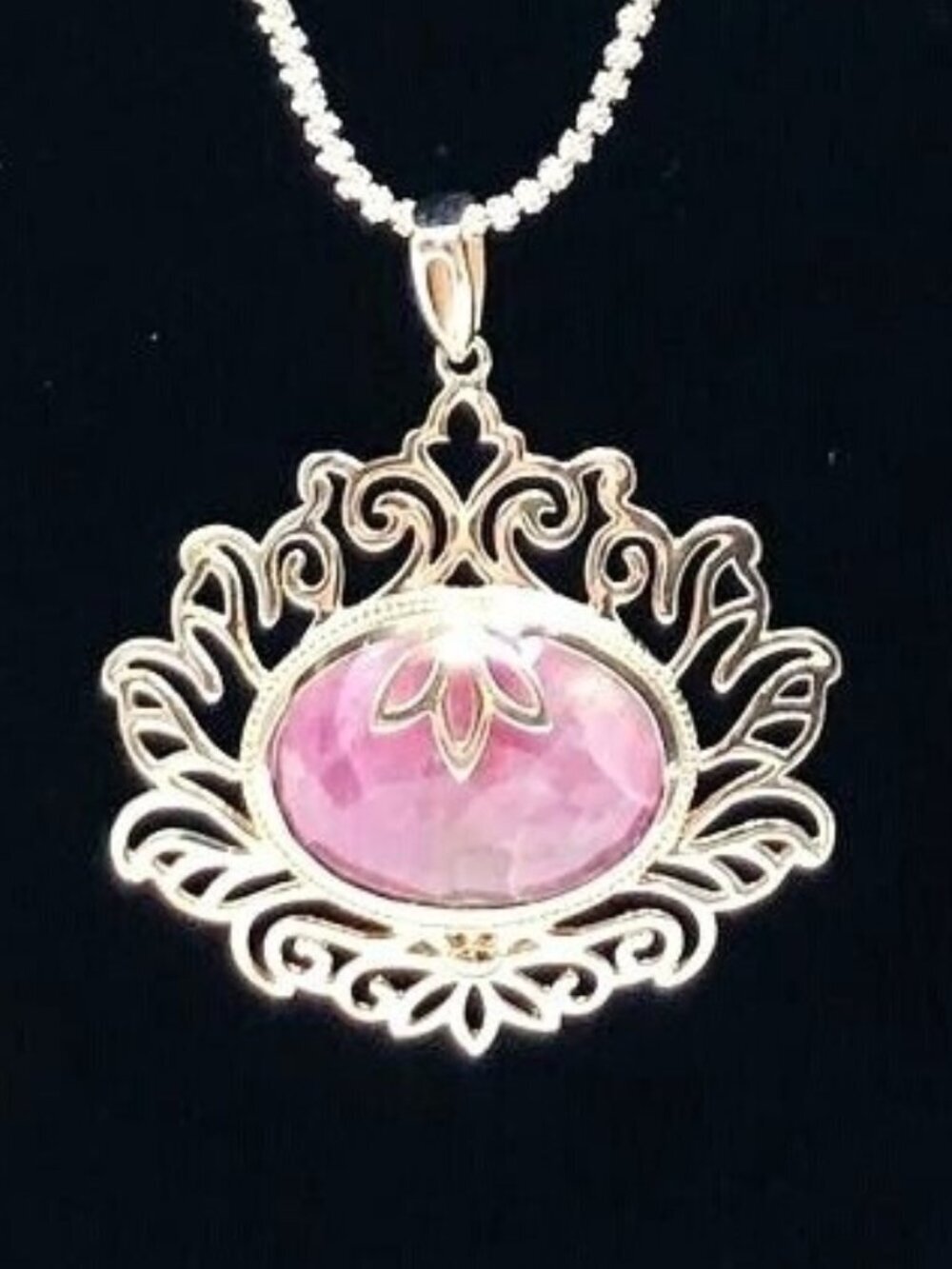 Ruby Sterling Silver Pendant Necklace Signed PTI 20 Inch